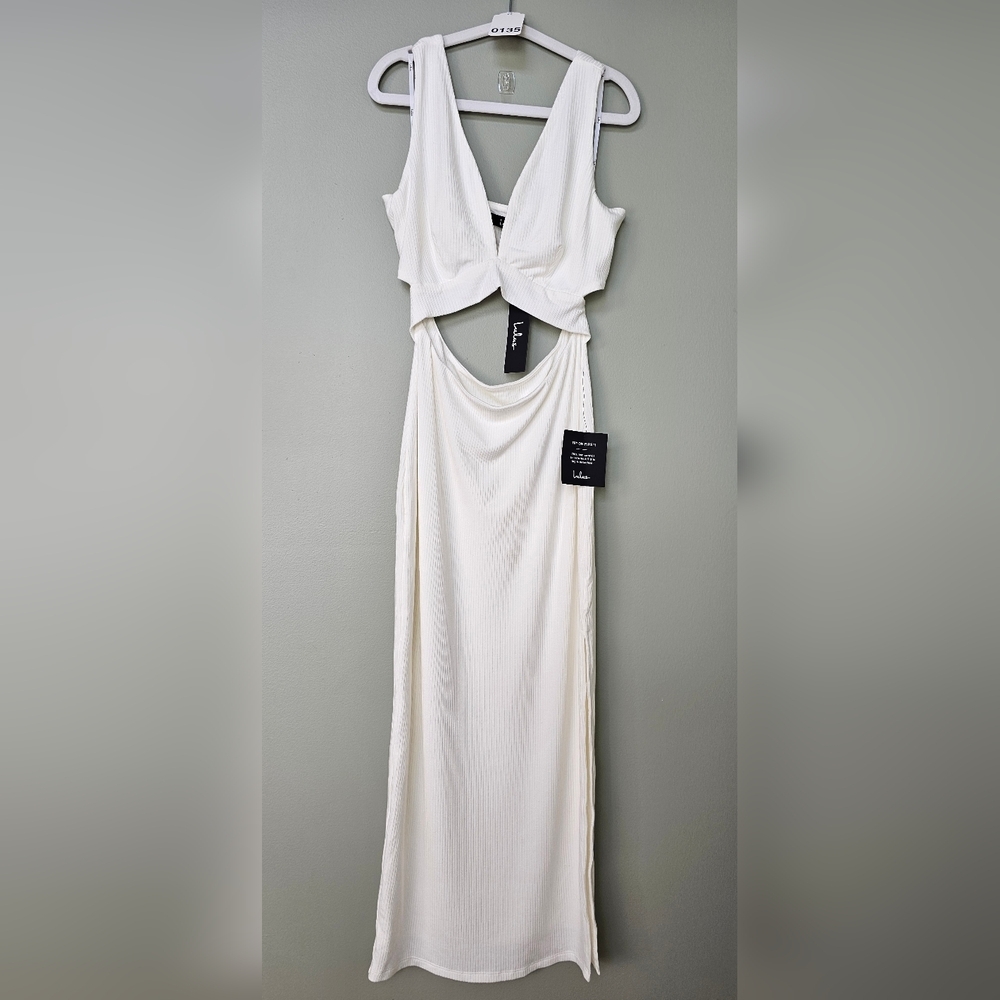 Lulu's Ivory Cutout Midi Dress with Side Slit - Picture 8 of 11
